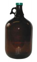 3DAA7 Round Glass Jug, 1 Gal, Amber, With Cap