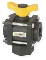 3DTF3 Poly Ball Valve, 3-Way, FNPT, 3/4 In