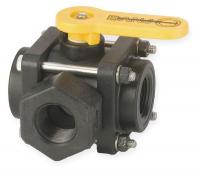 3DTF8 Poly Ball Valve, 3-Way, FNPT, 3/4 In