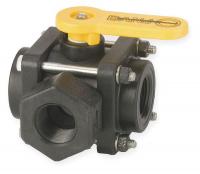 3DTF9 Polypropylene Ball Valve, 3-Way, FNPT, 1 In