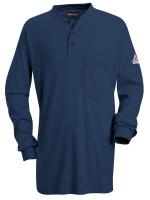 3FAN6 FR Lng Slv Henley Shirt, Nvy, 3XL, Button