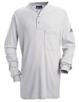 3FAP2 FR Lng Sleeve Henley Shirt, Gray, M, Button