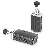 3FED7 Manual Valve, Button, 1/4 NPT, 4 Way