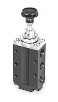 3FED9 Manual Valve, Button, 1/4 NPT, 4 Way