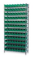 3FYY3 Bin Shelving, Wire, 36X18, 96 Bins, Green