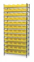 3FYX4 Bin Shelving, Wire, 36X14, 60 Bins, Yellow