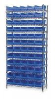 3FYY6 Bin Shelving, Wire, 36X18, 60 Bins, Blue