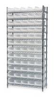 3FYY7 Bin Shelving, Wire, 36X18, 60 Bins, White