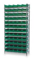 3FYY8 Bin Shelving, Wire, 36X18, 60 Bins, Green