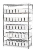 3FYZ2 Bin Shelving, Wire, 48X24, 42 Bins, White