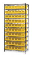 3FYZ8 Bin Shelving, Wire, 36X18, 10 Bins, Yellow