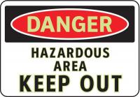 3GAT6 Danger Sign, 7 x 10In, R and BK/WHT, ENG