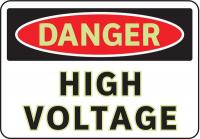3GAT7 Danger Sign, 7 x 10In, R and BK/WHT, HV, ENG