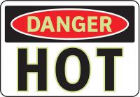 3GAU2 Danger Sign, 7 x 10In, R and BK/WHT, Hot