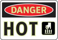 3GAU3 Danger Sign, 7 x 10In, R and BK/WHT, Hot