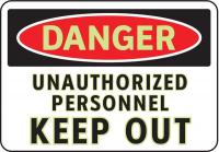 3GCA7 Danger Sign, 7 x 10In, R and BK/WHT, ENG