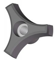 3GDN8 Three Prong Knob, Thru, 5/16-18, 2 1/2 In