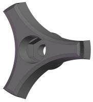 3GDN4 Snap Lock Three Prong Knob, Thru, 1/4, 2 In