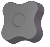 3GDT8 Soft Four Lobe Knob, Blind, 1/4-20, 1 3/8