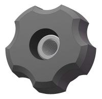 3GDW7 Fluted Knob, 1 3/4 In, Thru, Lock, 5/16-18