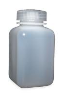 3GEY8 Square Plastic Bottle, Wide Mouth, 4 Ounce