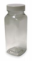 3GEZ5 Square Bottle, Wide Mouth, 8 Ounce, Clear