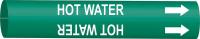 3GUG7 Pipe Marker, Hot Water, Green, 4 to 6 In