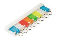 3HJU6 Key Tag Rack with Eight Tags, White