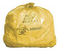 3JFT1 Biohazard Bag, Yellow, PK 100