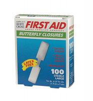 3JNY4 Adhesive Bandages, Butterfly, Large, PK 100