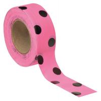 3JVZ6 Flagging Tape, Pink Glo/Blk, 150ft, 1-3/8In