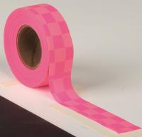 3JVY2 Flagging Tape, Pnk Glo/Wh, 150ft x 1-3/8In