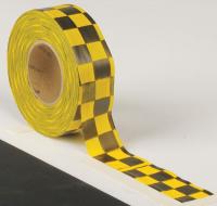 3JVY6 Flagging Tape, Yllw/Blk, 300 ft x 1-3/8 In