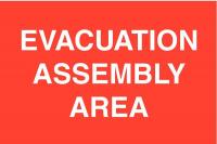 3JY34 Evacuation Area Sign, 14 x 20In, WHT/R, AL