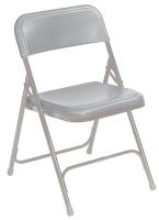 3KYG7 Folding Chair, Plastic, Gray, PK 4