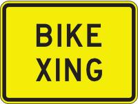 6AHT5 Traffic Sign, 24 x 18In, BK/YEL, Bike Xing