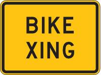 3LAK2 Traffic Sign, 18 x 24In, BK/YEL, Bike Xing