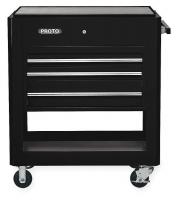 3LVT4 utility Cart, 39 1/2Wx23D, 3 Drawer, Black