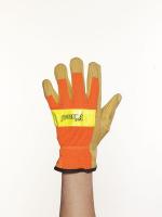 3NCP9 Leather Gloves, Shirred, Orange, XL, PR