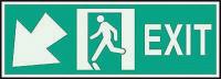 3NU12 Exit Sign, 5 x 14In, GRN/Glow, Exit, ENG