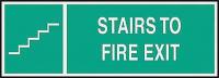 3NU43 Fire Exit Sign, 5 x 14In, WHT/GRN, ENG, SURF