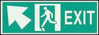 3NU45 Exit Sign, 5 x 14In, GRN/Glow, Exit, ENG