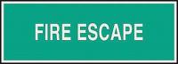 3NU50 Fire Escape Sign, 5 x 14In, WHT/GRN, ENG
