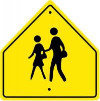 6AHH7 Traffic Sign, 30 x 30In, BK/YEL, SYM, S1-1