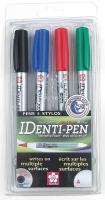 3NUX7 Permanent Pen, Blck, Blue, Green, Red, PK4