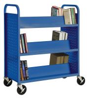 3NVF7 Book Truck, 42Hx37W In, 6 Shelves, Blue
