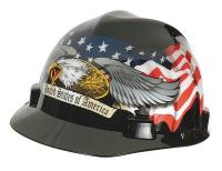 3NXW9 Hard Hat, FtBrm, Slttd, 4Rtcht, Eagle w/Flag