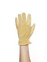 3PLT2 Leather Gloves, Pigskin, Shirred, Tan, L, PR