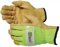 3PLV1 Leather Gloves, Hi Vis, Pigskin, Lime, L, PR