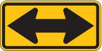 3PLW1 Traffic Sign, 12 x 24In, BK/YEL, SYM, MUTCD